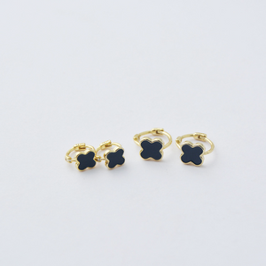 Sterling Silver Mini Clover Hoops Earrings