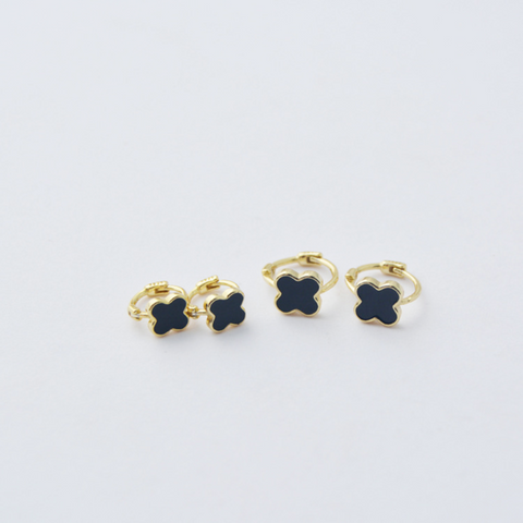 Sterling Silver Mini Clover Hoops Earrings