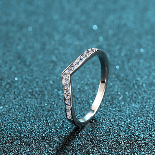 Sterling Silver V Shape Half Eternity Ring