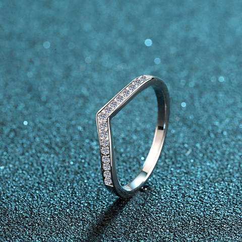 Sterling Silver V Shape Half Eternity Ring