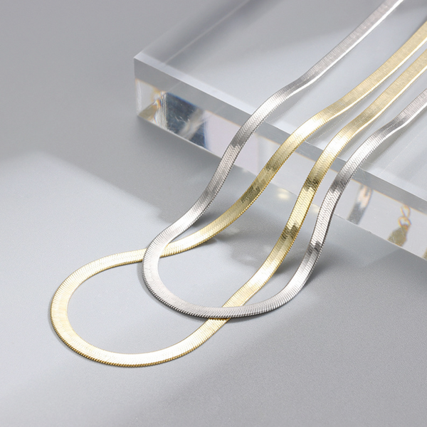Solid Sterling Silver Snake Herringbone Snake Chain