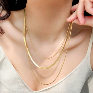 18k Stainless Steel 3 Layer Necklace Chain Anti Tarnish  Water Resistant