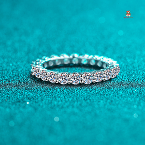 Moissanite 3mm Diamond Full Eternity Band Sterling Silver