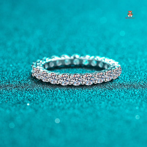 Moissanite 3mm Diamond Full Eternity Band Sterling Silver