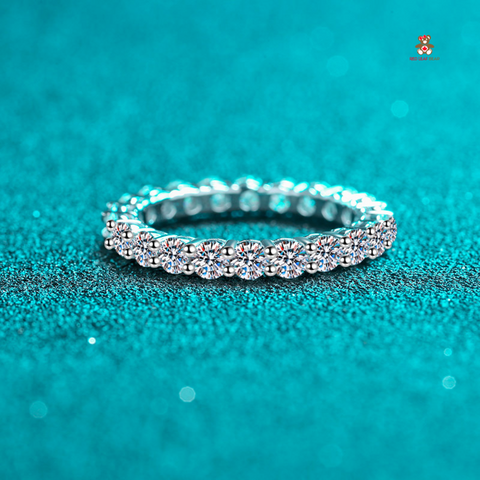 Moissanite 3mm Diamond Full Eternity Band Sterling Silver