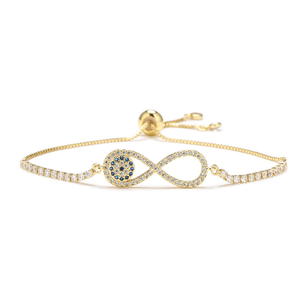 Silver Plated Evil Eye Adjustable Bracelet