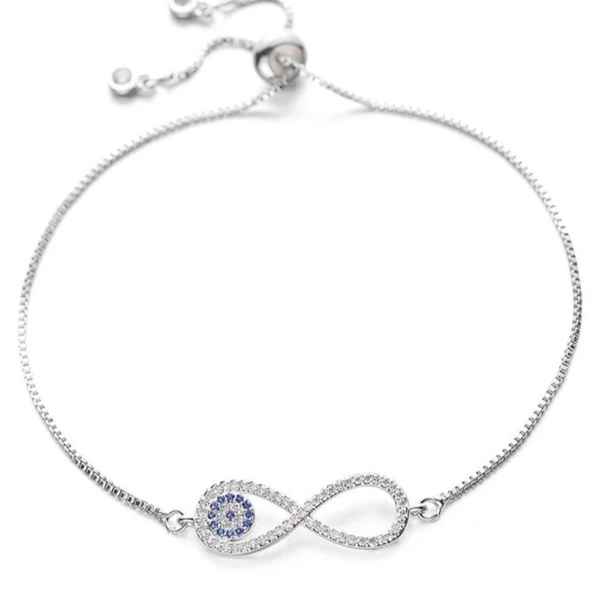 Silver Plated Evil Eye Adjustable Bracelet