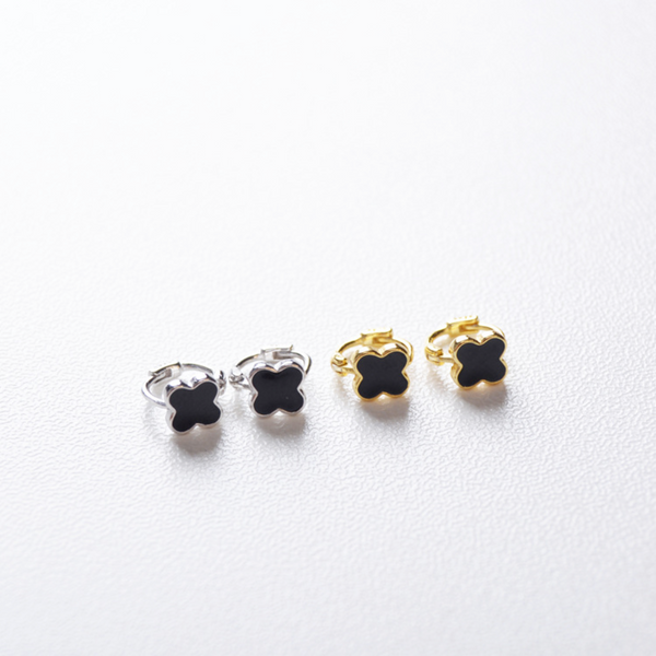 Sterling Silver Mini Clover Hoops Earrings