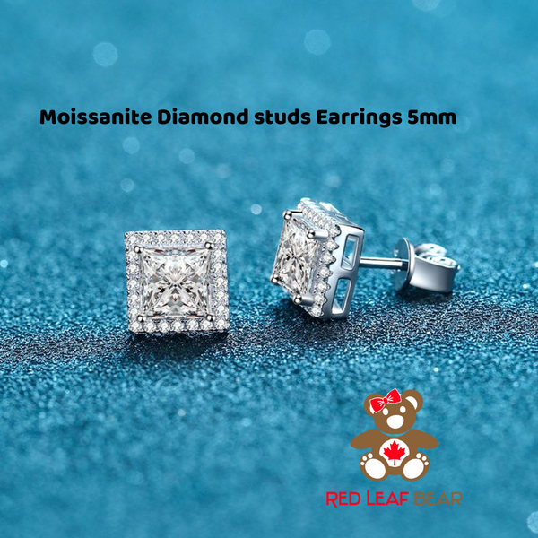 Moissanite One Carat 5mm Diamond Studs Earring Base Metal Sterling Silver