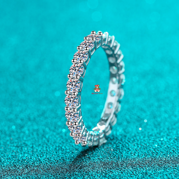 Moissanite 3mm Diamond Full Eternity Band Sterling Silver