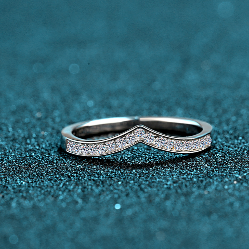 Sterling Silver V Shape Half Eternity Ring