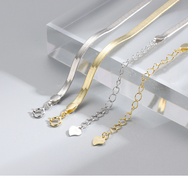 Solid Sterling Silver Snake Herringbone Snake Chain