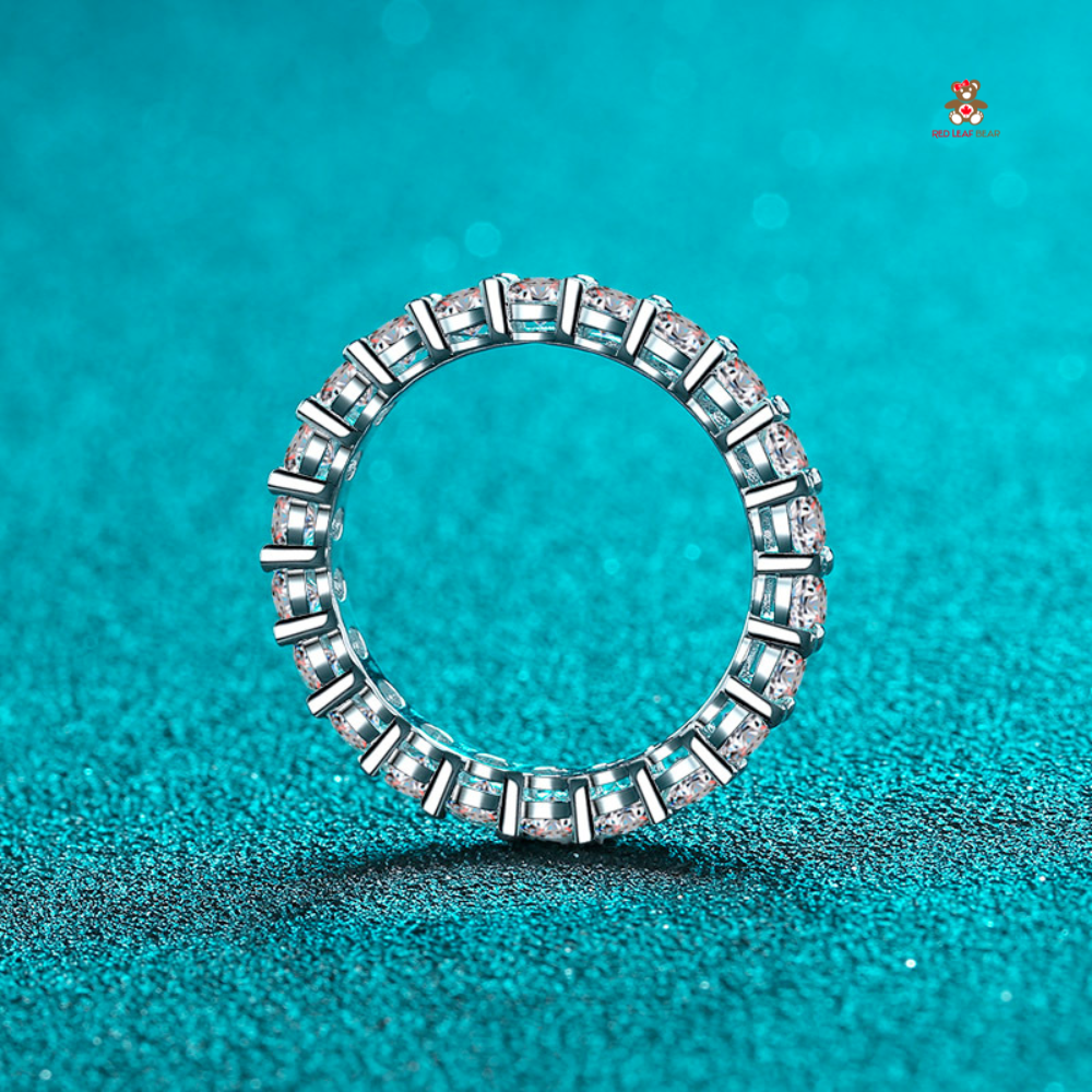 Moissanite 3mm Diamond Full Eternity Band Sterling Silver