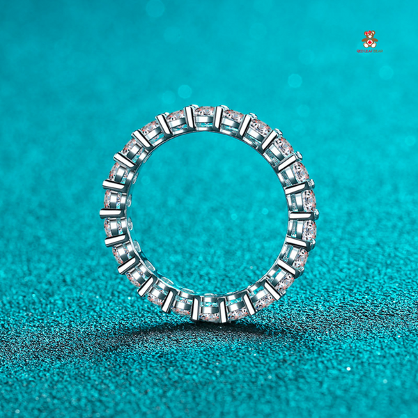 Moissanite 3mm Diamond Full Eternity Band Sterling Silver