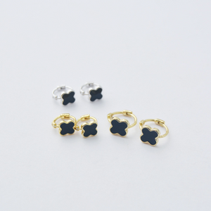 Sterling Silver Mini Clover Hoops Earrings