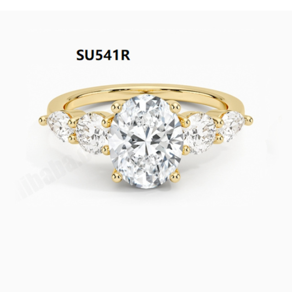 One Carat Moissanite 3 Stone 14k Gold Filled Engagement Ring.