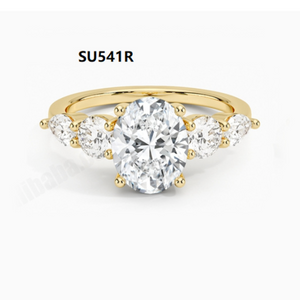 One Carat Moissanite 3 Stone 14k Gold Filled Engagement Ring.