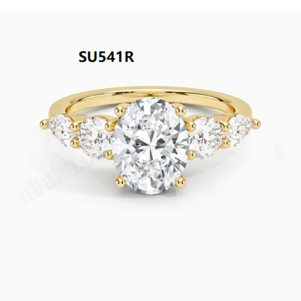 One Carat Moissanite 3 Stone 14k Gold Filled Engagement Ring.