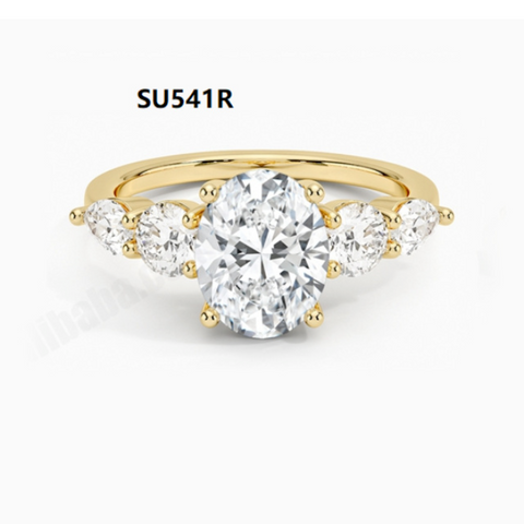 One Carat Moissanite 3 Stone 14k Gold Filled Engagement Ring.