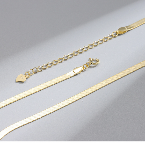Solid Sterling Silver Snake Herringbone Snake Chain