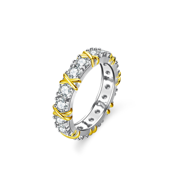 18k Moissanite Gold Plated Full Eternity Band Ring