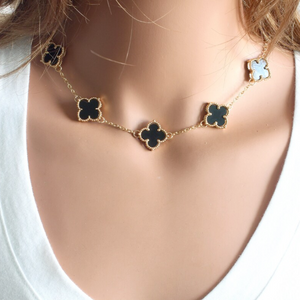 18k Gold Plated TEN MOTIF SHORT SHAMROCK NECKLACE