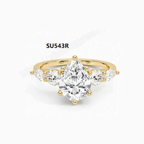 One Carat Moissanite 3 Stone 14k Gold Filled Engagement Ring.