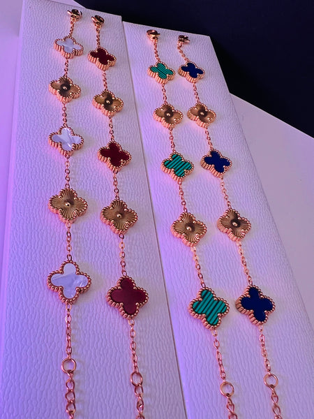 Gold Plated 5 Clover Stainless Steel Bracelet