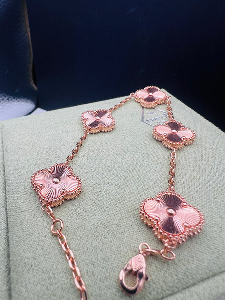RoseGold Titanium Steel 5 Clover Bracelet