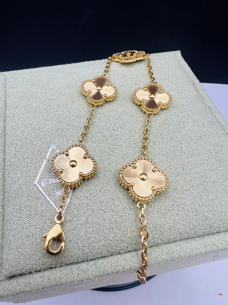 18k Gold Plated 5 Clover Bracelet