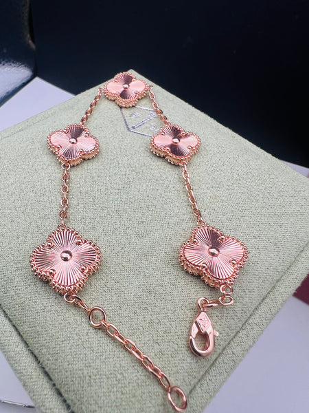 RoseGold Titanium Steel 5 Clover Bracelet