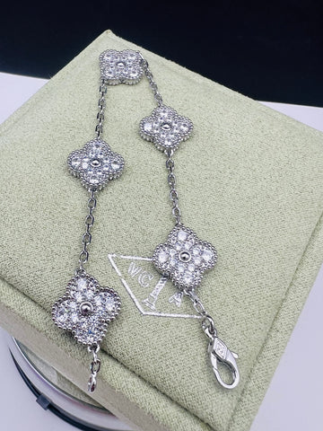 5Clover Silver With Diamond Bracelet.