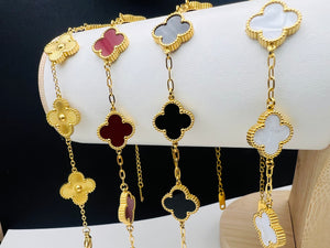 Gold Plated Stainless Steel 5 VCA Style Clover Bracelet