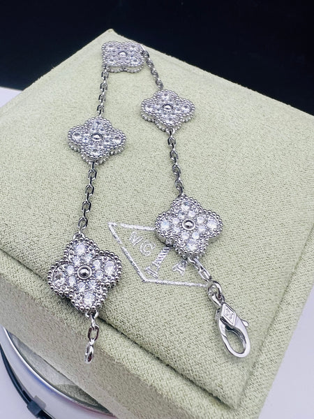 5Clover Silver With Diamond Bracelet.