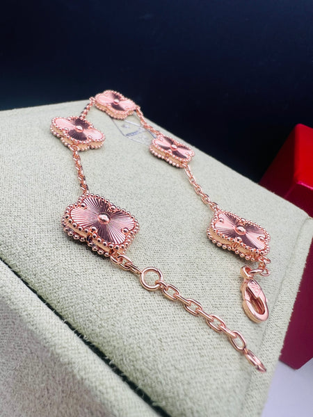 RoseGold Titanium Steel 5 Clover Bracelet