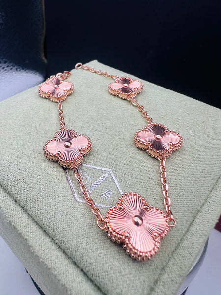 RoseGold Titanium Steel 5 Clover Bracelet