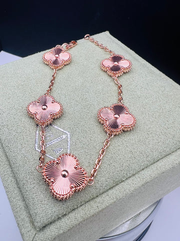 RoseGold Titanium Steel 5 Clover Bracelet