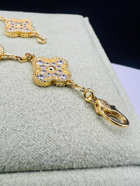 5Clover 18k Gold Plated Bracelet With Diamond