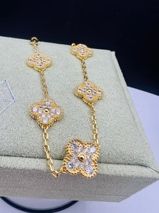 5Clover 18k Gold Plated Bracelet With Diamond