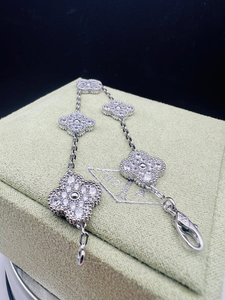 5Clover Silver With Diamond Bracelet.