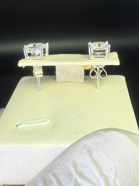 One Carat 5mm by 5mm Square Moissanite Diamond Studs Earring. Pass Diamond Test