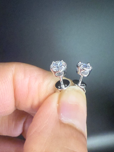 4mm Sterling Silver Unisex Stud Earrings.