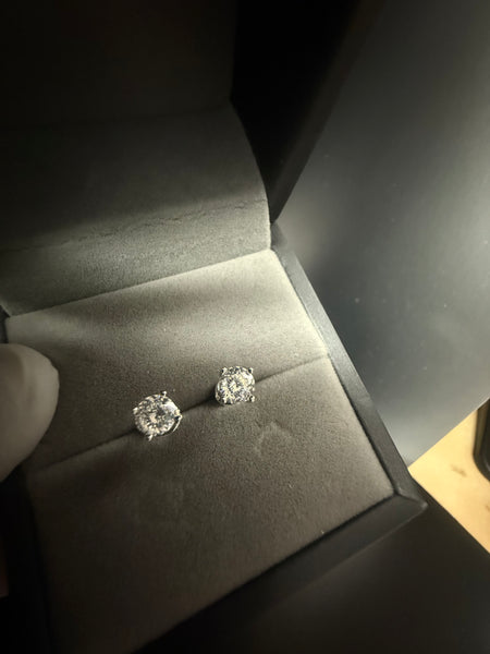 Half Carat Moissanite Screw Back Lock Sterling Silver Earrings