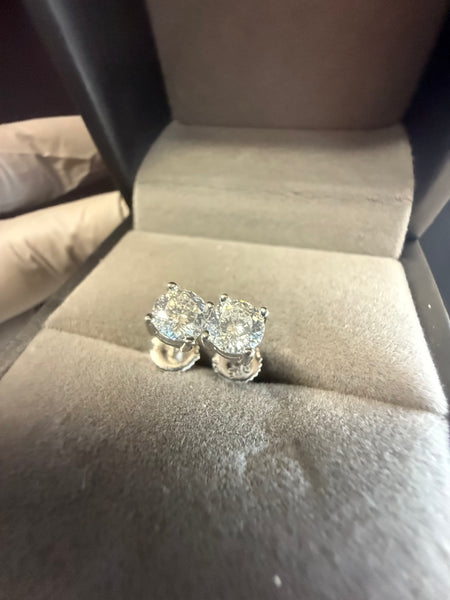 Half Carat Moissanite Screw Back Lock Sterling Silver Earrings