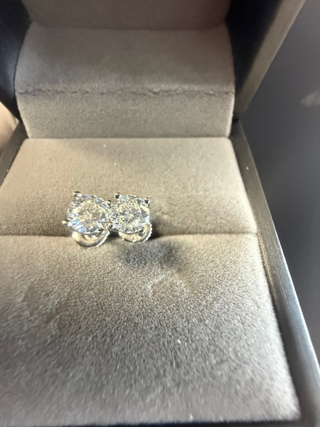 Half Carat Moissanite Screw Back Lock Sterling Silver Earrings