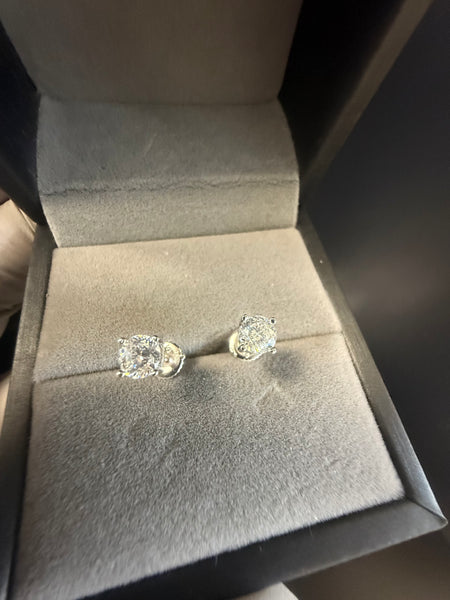 Half Carat Moissanite Screw Back Lock Sterling Silver Earrings