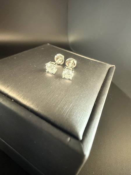 Half Carat Moissanite Screw Back Lock Sterling Silver Earrings