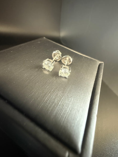 Half Carat Moissanite Screw Back Lock Sterling Silver Earrings