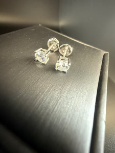 Half Carat Moissanite Screw Back Lock Sterling Silver Earrings