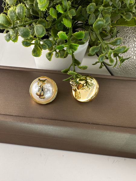 Gold Plated YSL Style Pearl Earrings